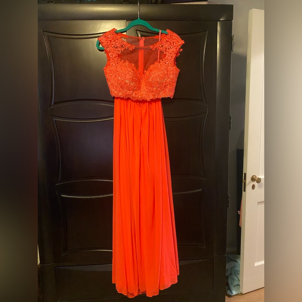 Prom or Homecoming 2 piece full length Coral Gown